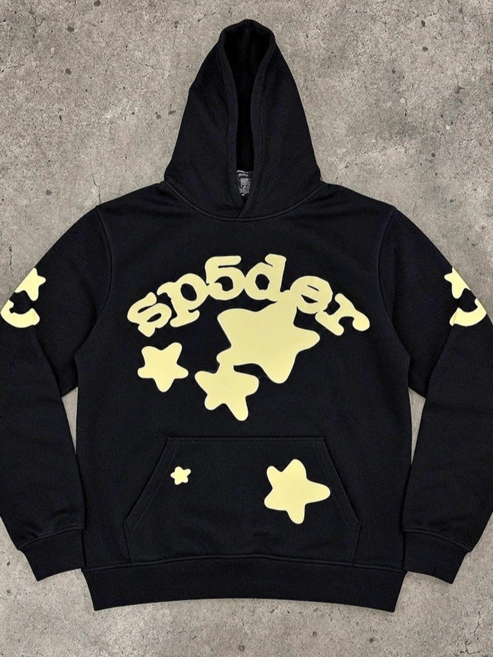Sp5der Web Hoodie Graphic Hoodie Black & Yellow Size Medium NWT